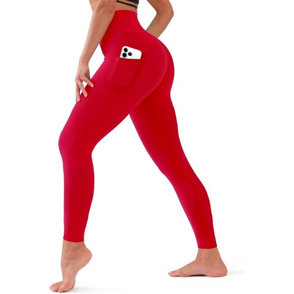 Pants - Women's Red 1 Tummy Control Through Workout Soft Yoga High Waisted Leggings